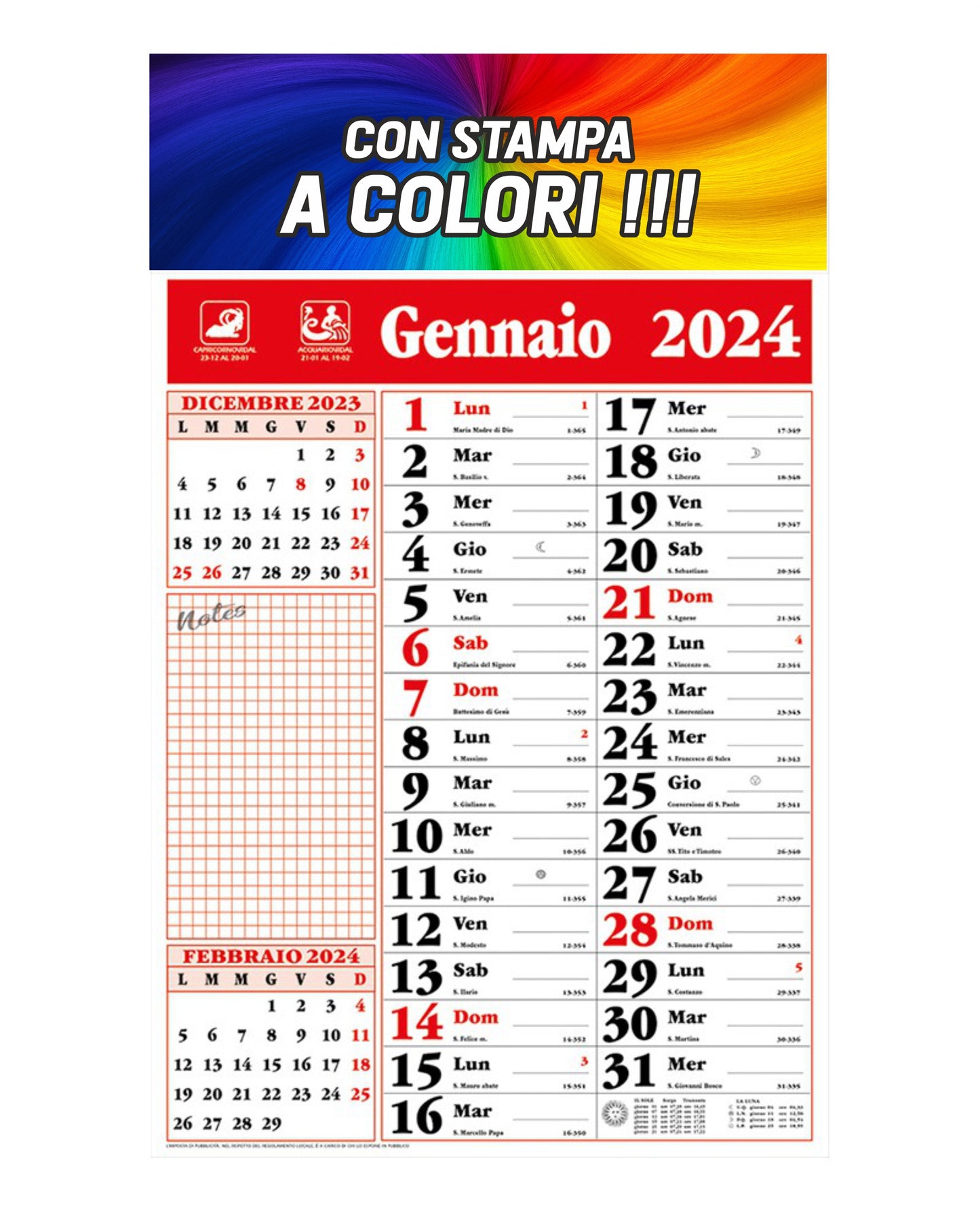 Calendario Notes 2026