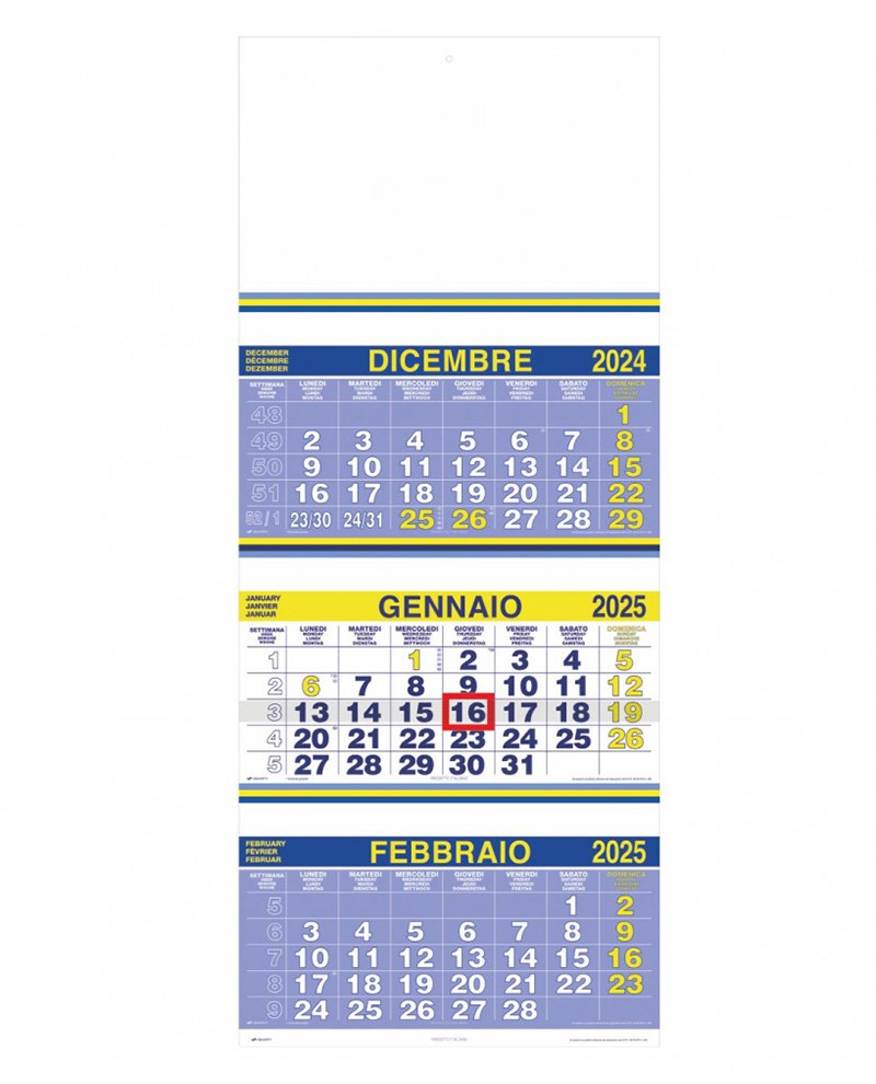 Calendario Trittico Giallo Blu 2026
