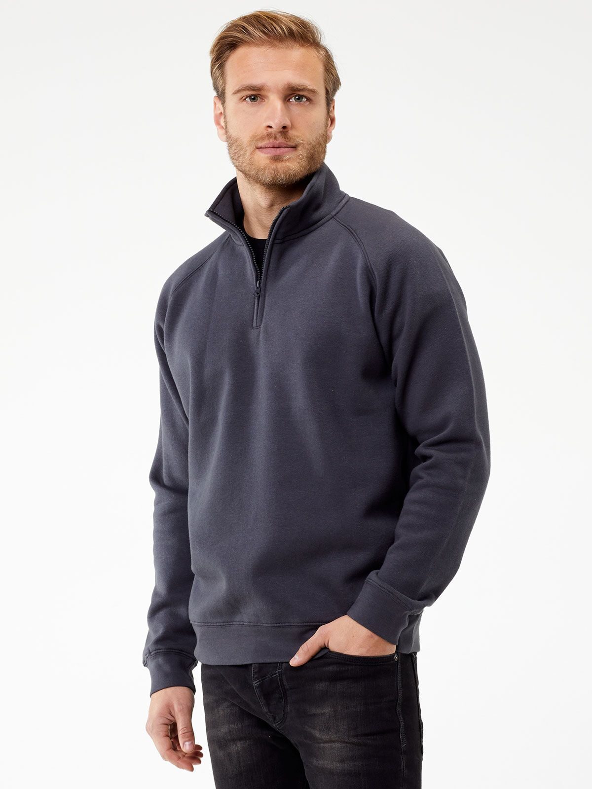 Felpa - Mezza Zip in Raglan BS330