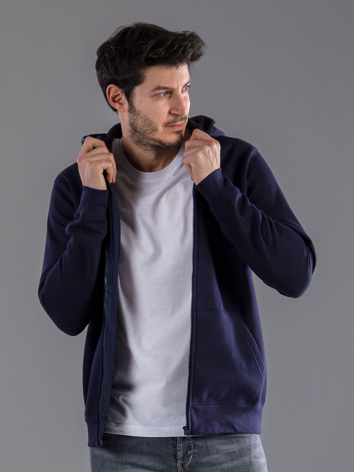 Felpa - Cappuccio con Zip BS333