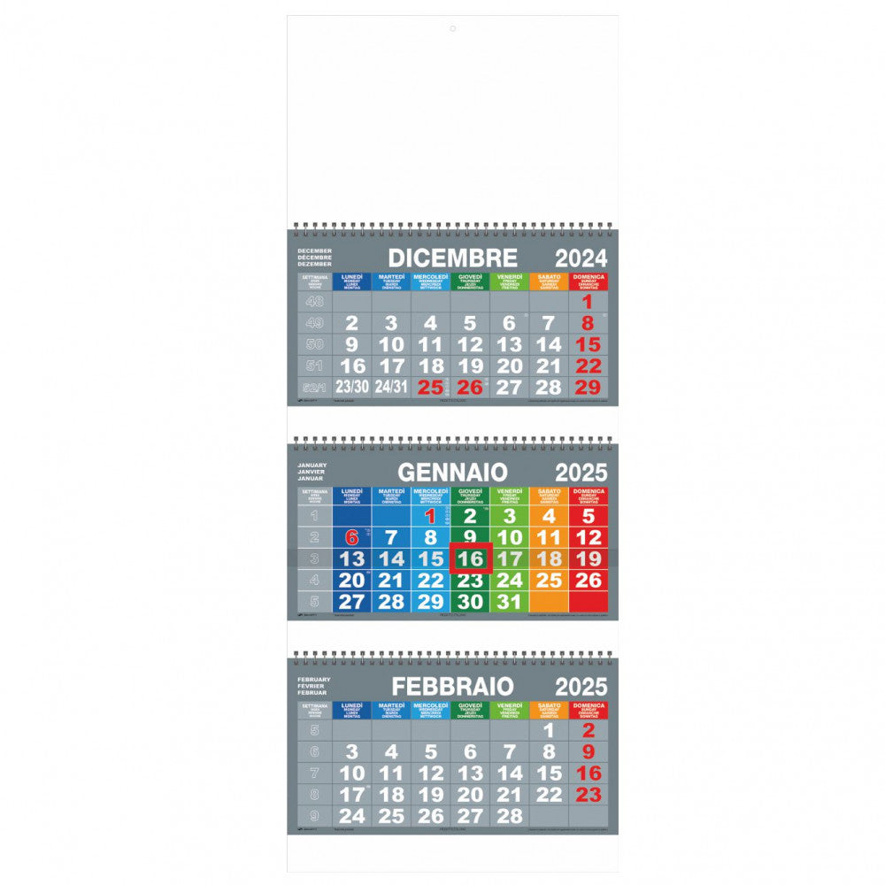 Calendario Trittico Multicolor 2025