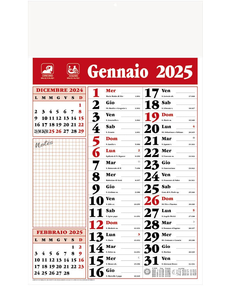 Calendario Notes 2025