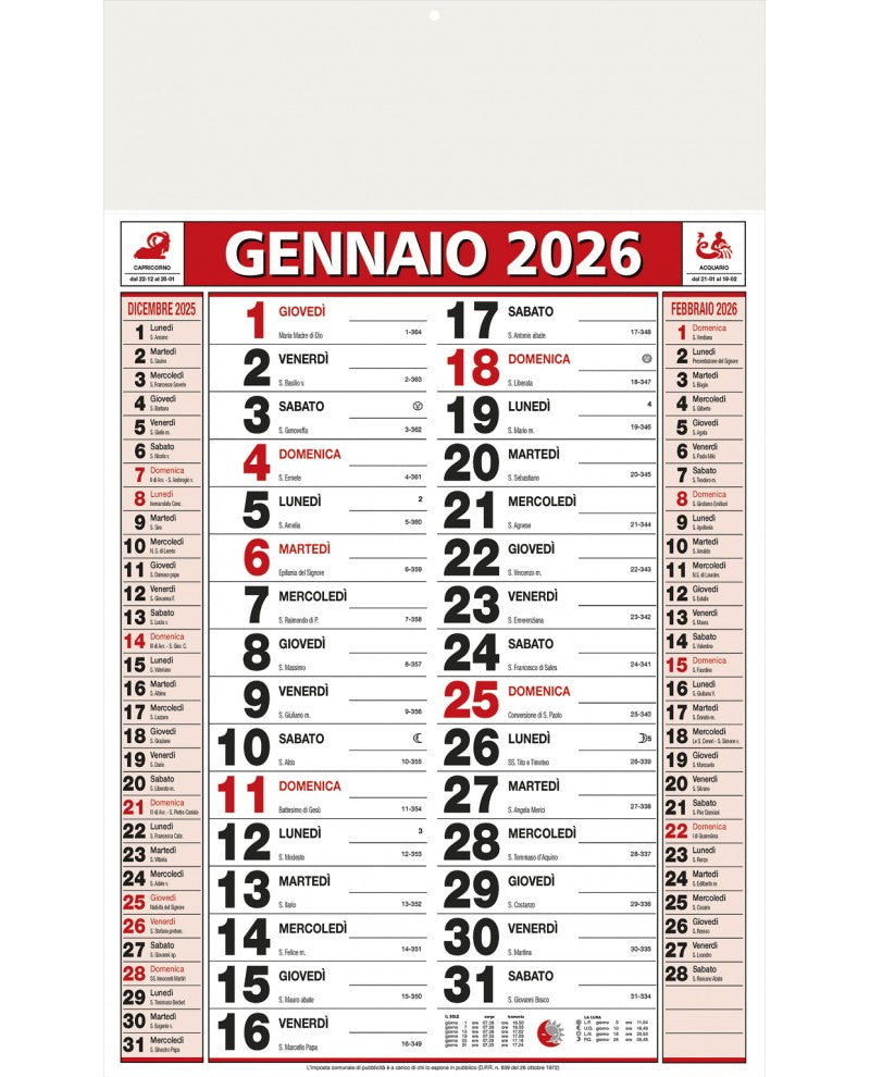 Calendario Olandese Standard 2026