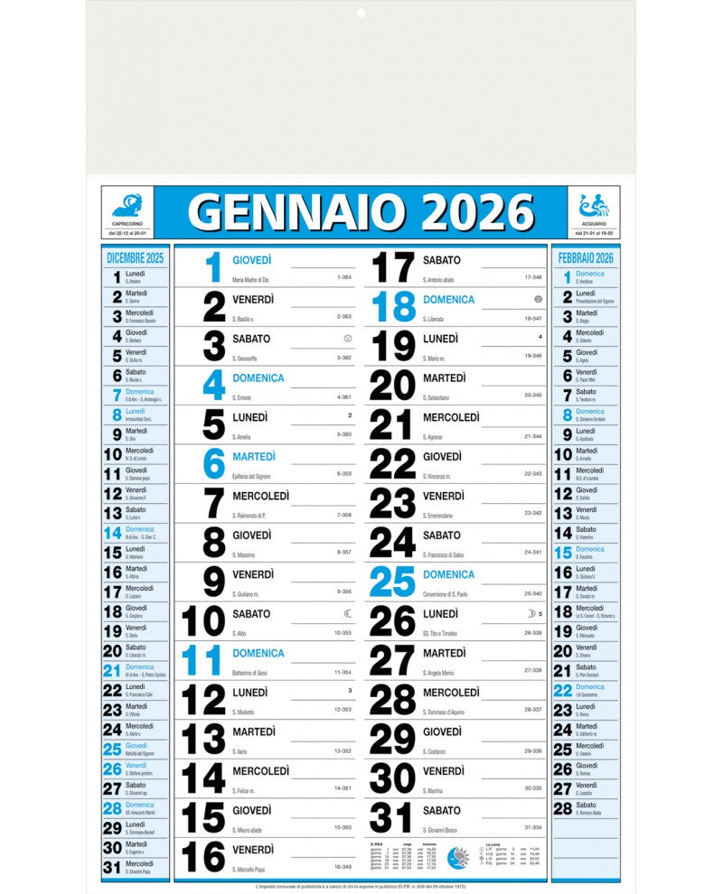 Calendario Olandese Standard 2026