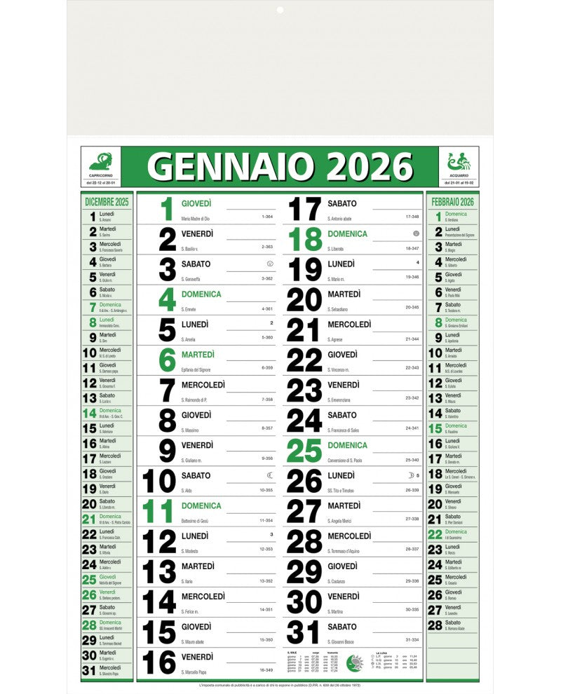 Calendario Olandese Standard 2026