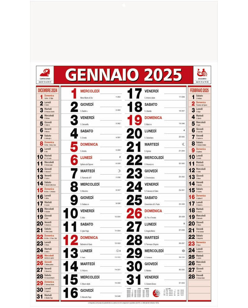 Calendario Olandese Standard 2025