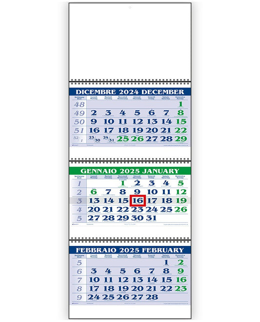 Calendario Trittico Verde e Blu 2025